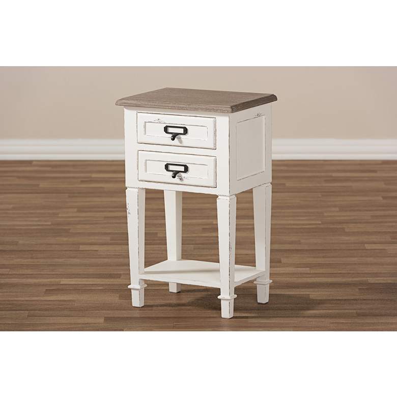 Image 6 Dauphine 15 3/4" Wide Weathered Oak and White Side Table more views