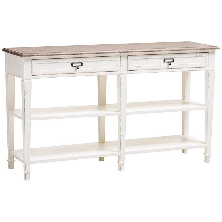 Image 1 Dauphine Weathered Oak and White Wash 2-Drawer Console Table