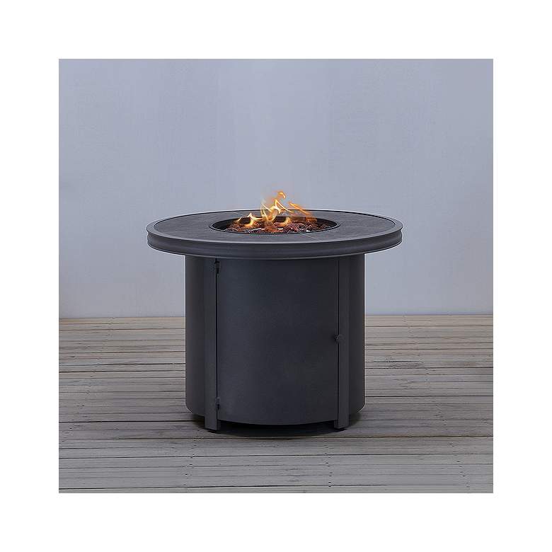 Davenport 32 3/4&quot; Wide Gray Round Outdoor Fire Pit Table
