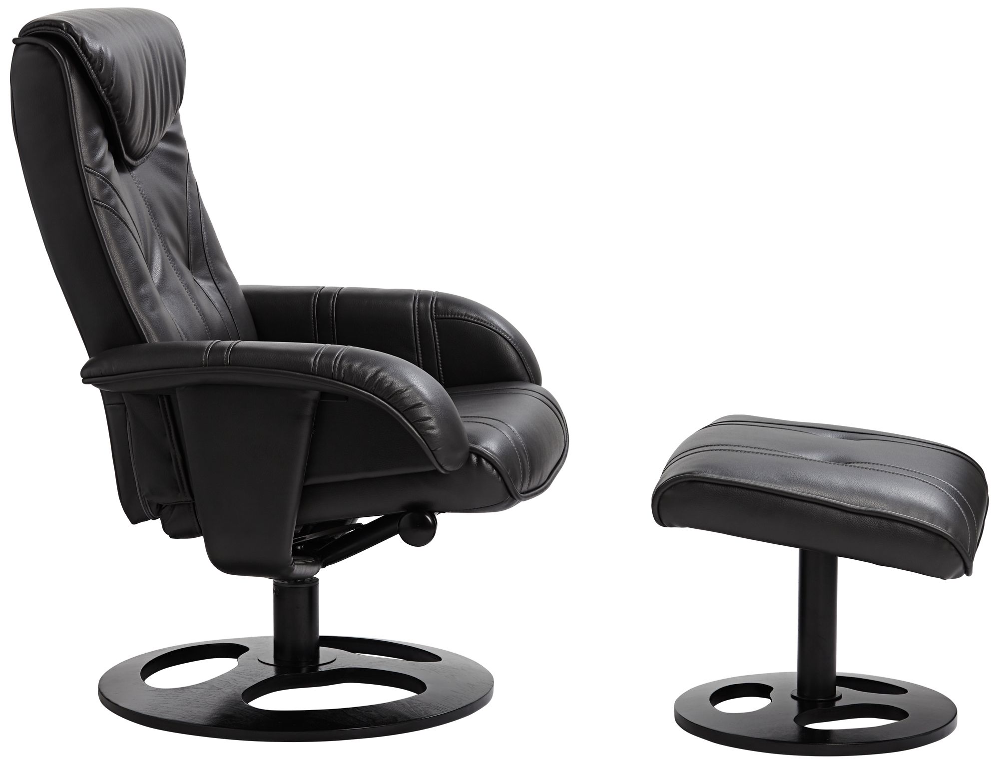 black leather recliner chair with footstool