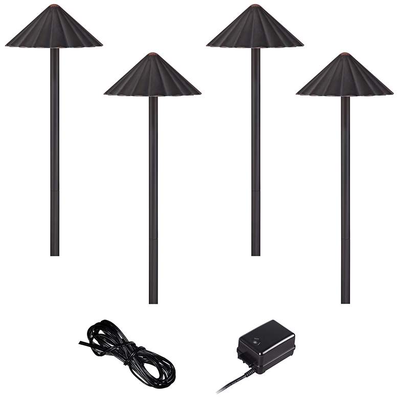 Image 1 Davenport Bronze LED Scalloped Path Light Landscape Kit