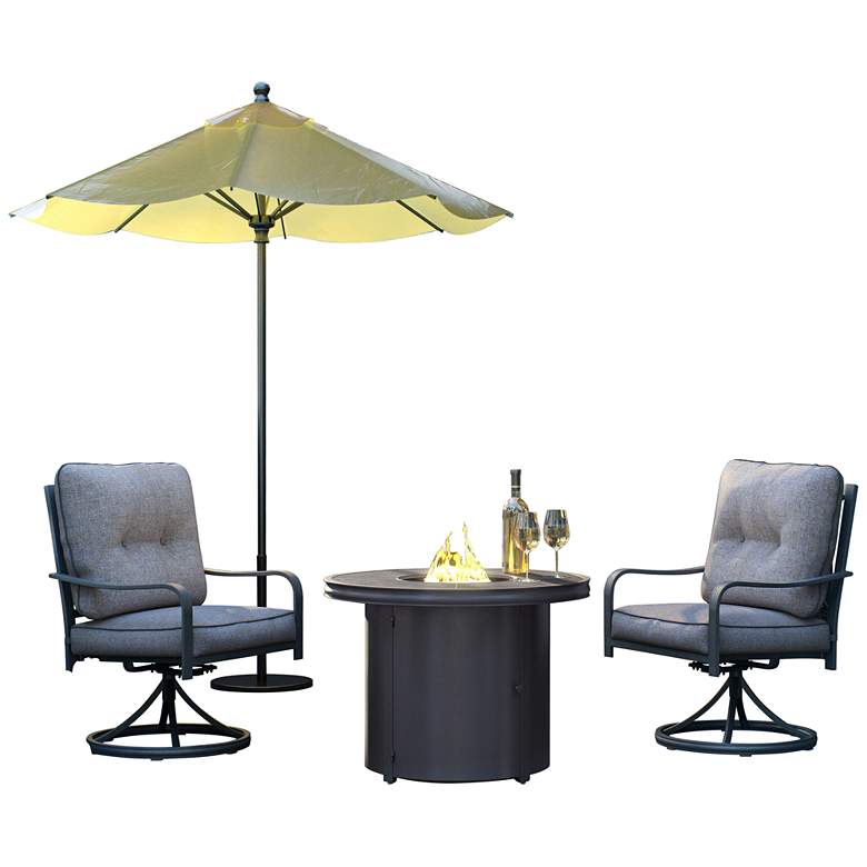 Image 1 Davenport Gray 3-Piece Outdoor Fire Pit Conversation Set