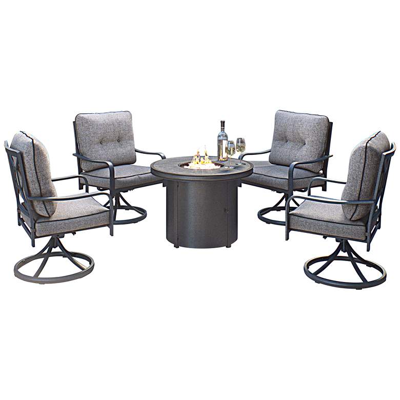 Image 1 Davenport Gray 5-Piece Outdoor Fire Pit Conversation Set