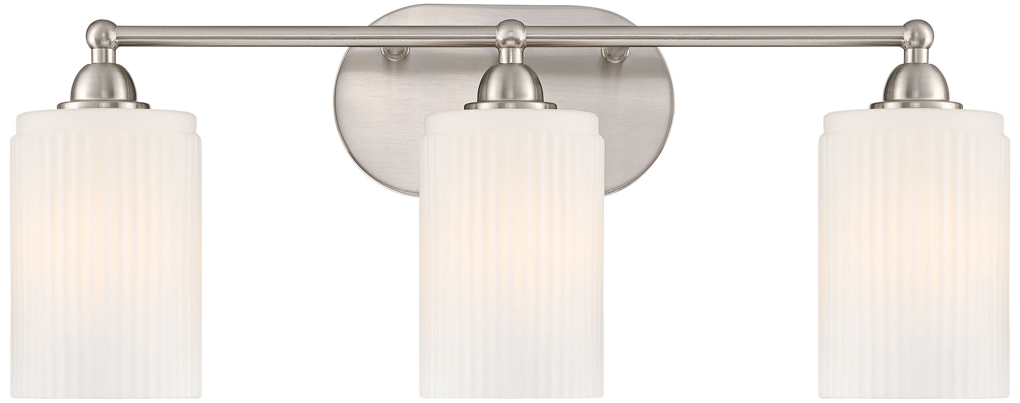 Image 2 David 22" Wide Brushed Nickel and Fluted Glass 3-Light Bath Light