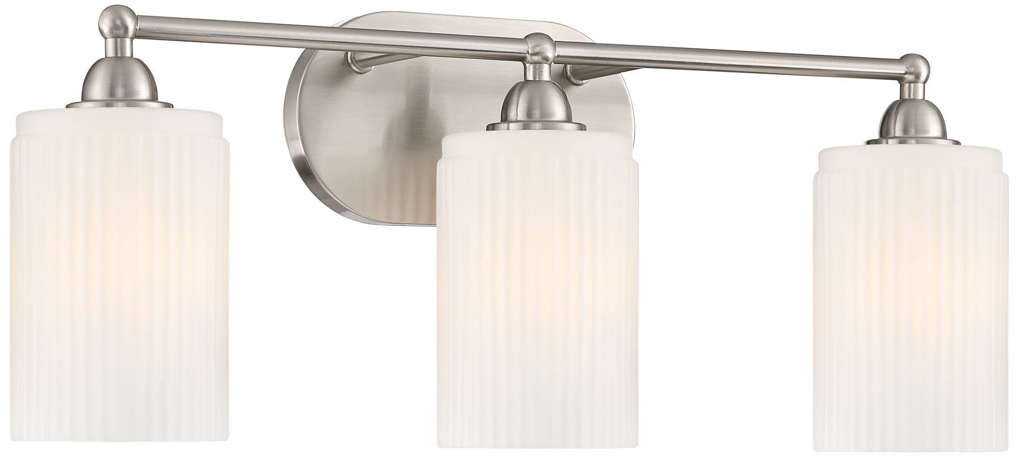 Image 5 David 22" Wide Brushed Nickel and Fluted Glass 3-Light Bath Light more views