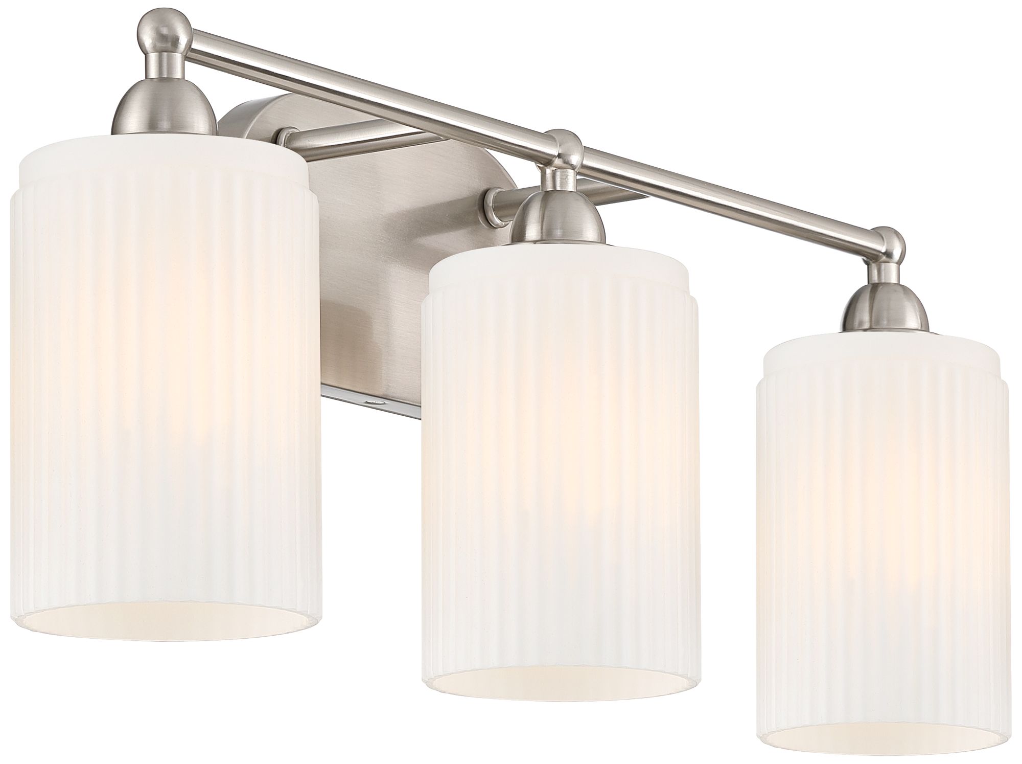 Image 7 David 22" Wide Brushed Nickel and Fluted Glass 3-Light Bath Light more views