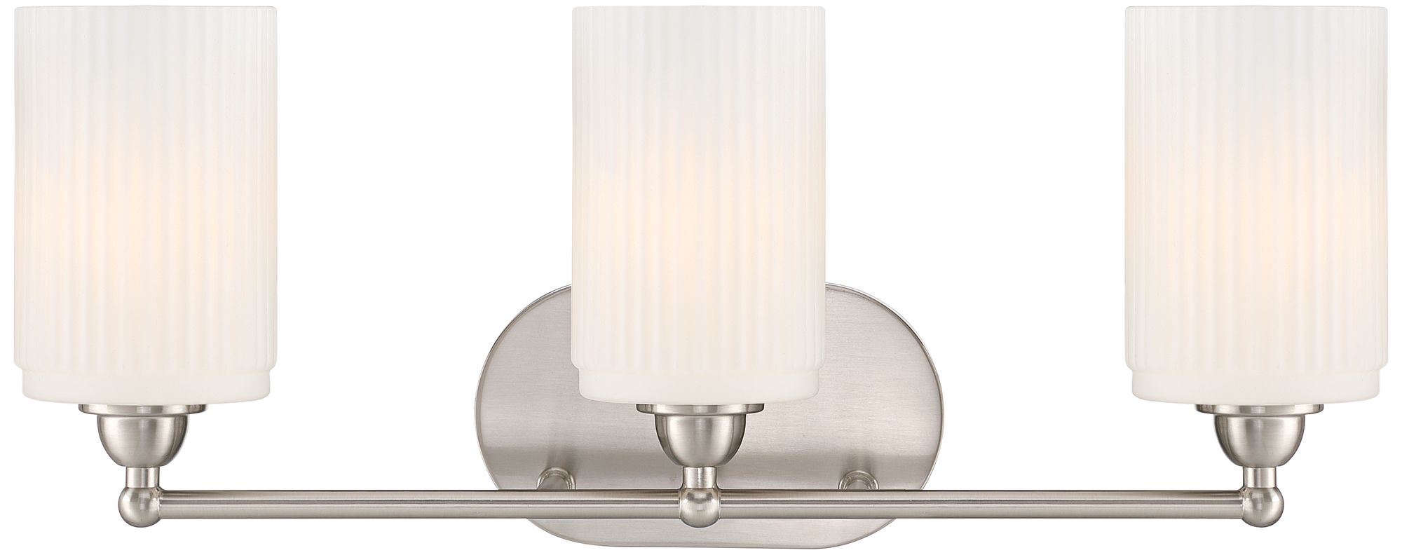 David 22" Wide Brushed Nickel and Fluted Glass 3-Light Bath Light