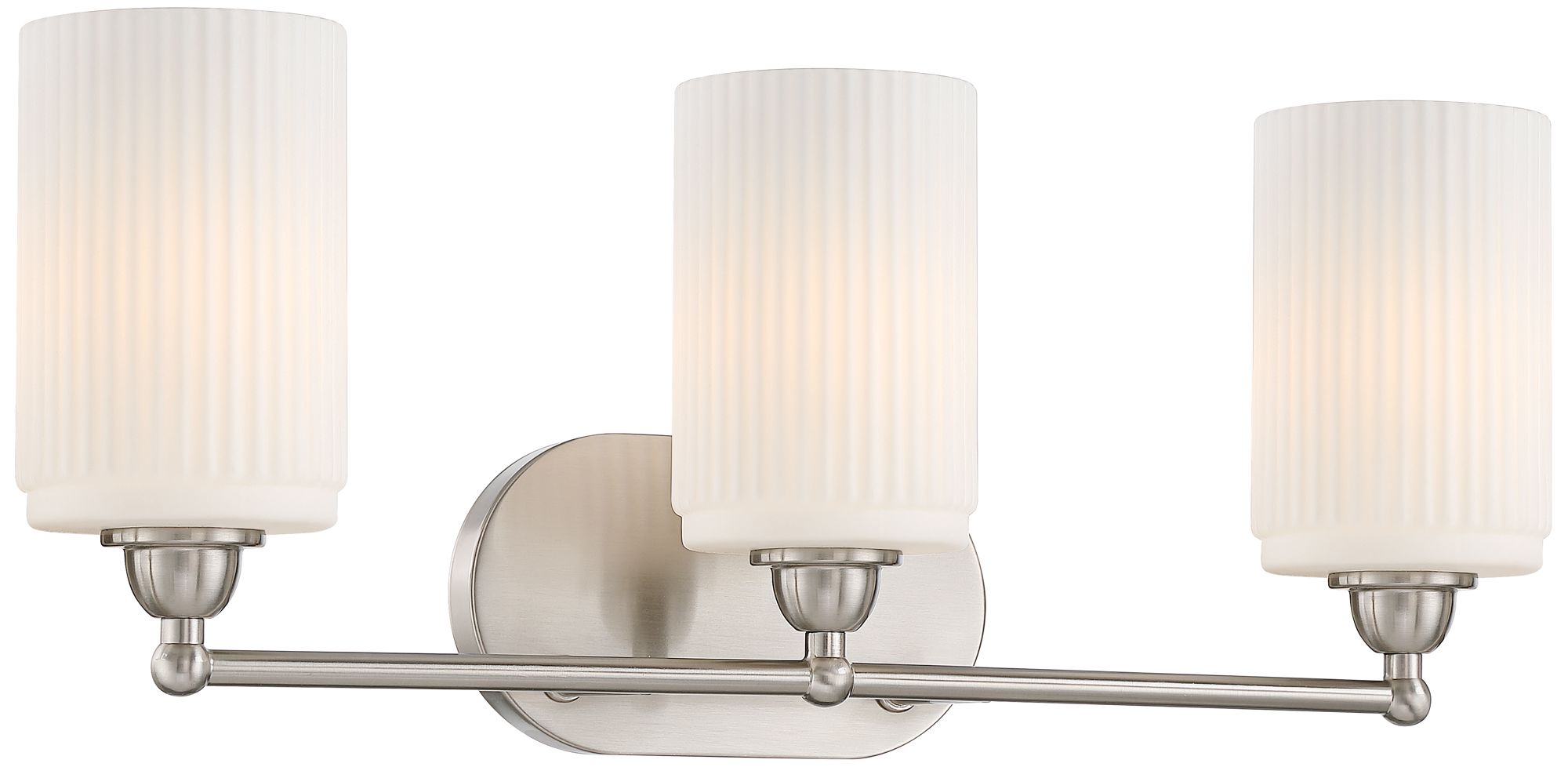 David 22" Wide Brushed Nickel and Fluted Glass 3-Light Bath Light