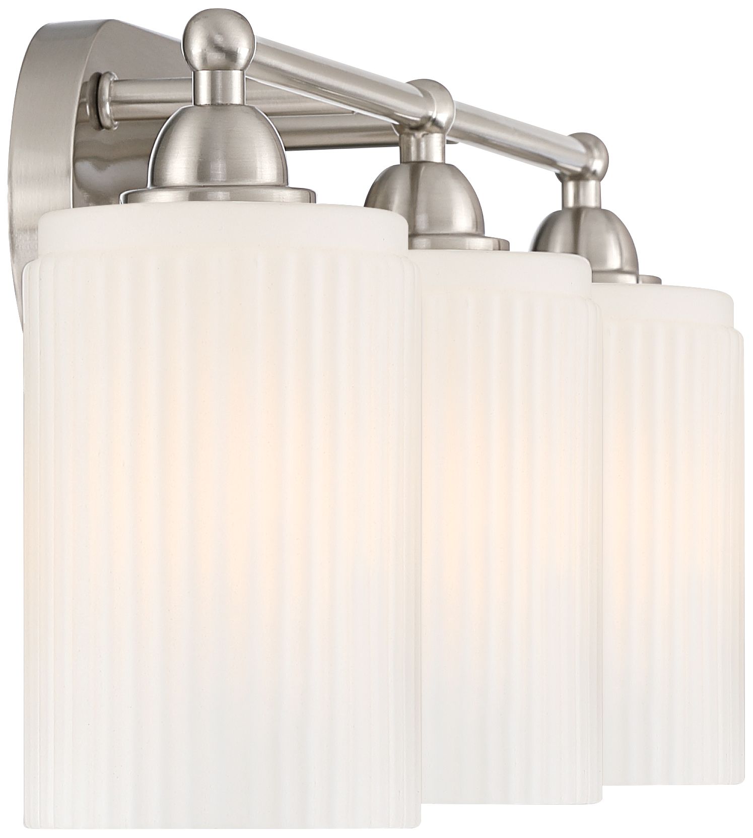 David 22" Wide Brushed Nickel and Fluted Glass 3-Light Bath Light