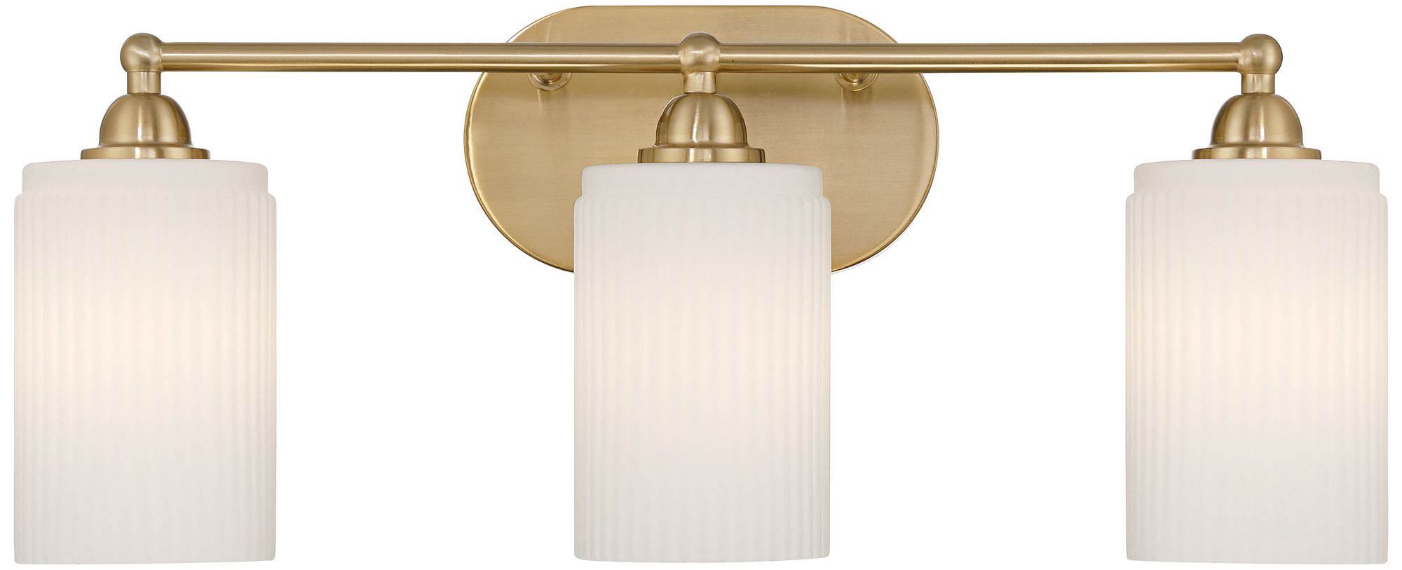 Image 2 David 22" Wide Soft Gold and Fluted Glass 3-Light Bath Light