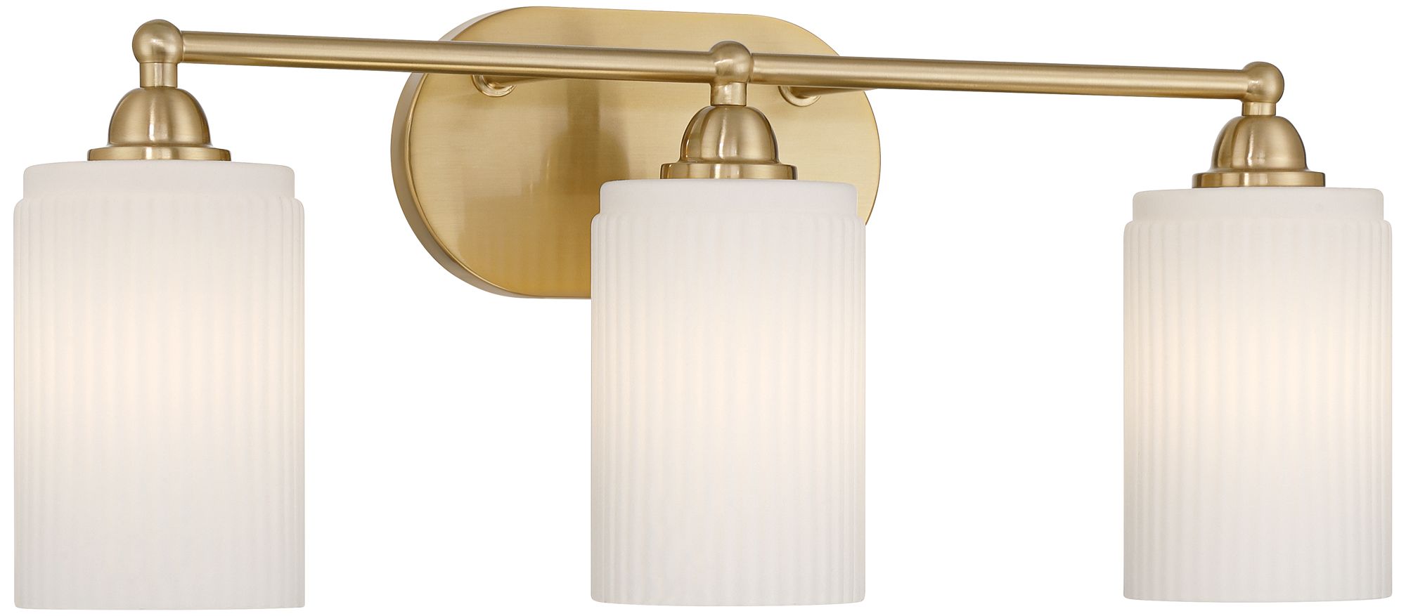 Image 6 David 22" Wide Soft Gold and Fluted Glass 3-Light Bath Light more views