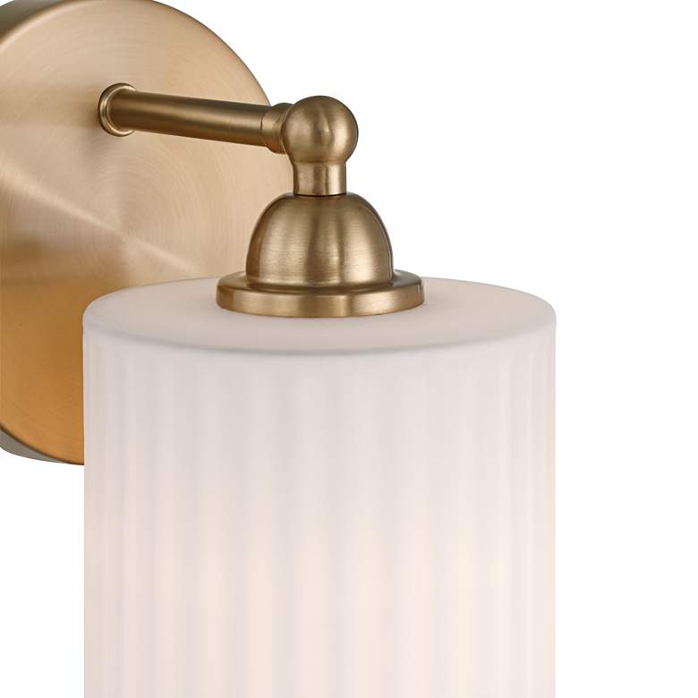 Image 2 David 9 1/2" High Gold and White Glass Wall Sconce Set of 2c more views