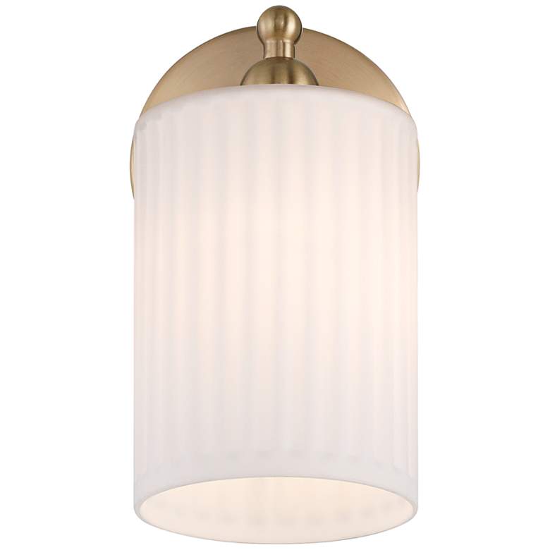 Image 3 David 9 1/2" High Gold and White Glass Wall Sconce Set of 2c more views