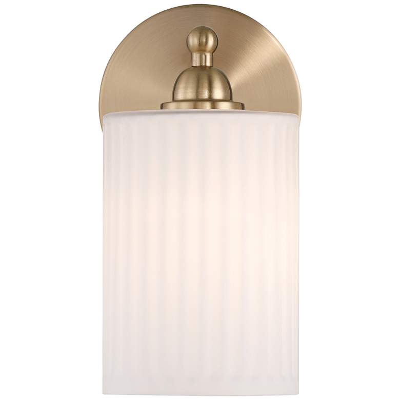 Image 4 David 9 1/2" High Gold and White Glass Wall Sconce Set of 2c more views