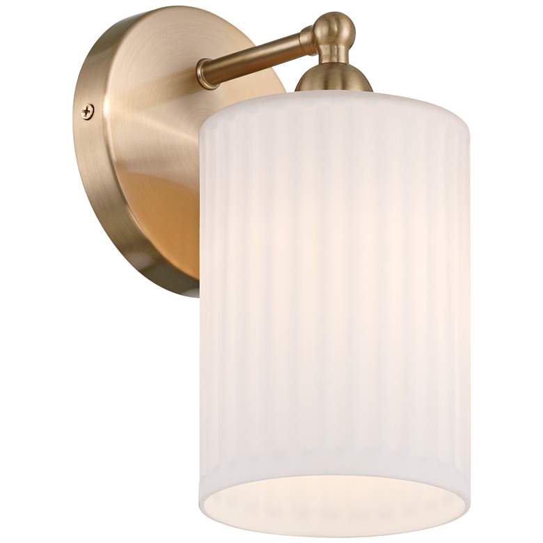Image 5 David 9 1/2" High Gold and White Glass Wall Sconce Set of 2c more views
