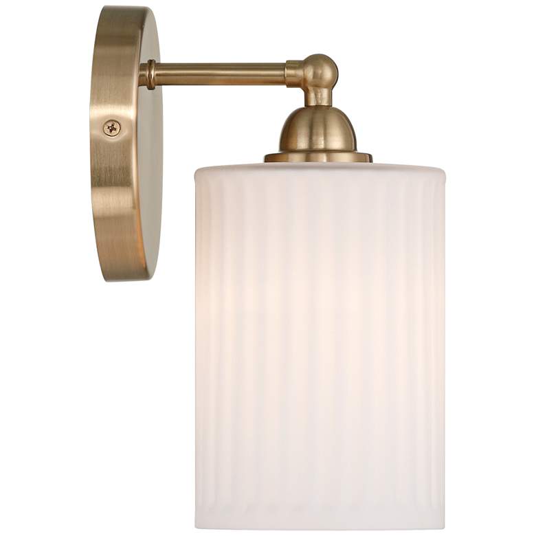 Image 7 David 9 1/2" High Gold and White Glass Wall Sconce Set of 2c more views