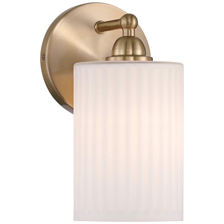 Image 2 David 9 1/2" High Gold and White Glass Wall Sconce