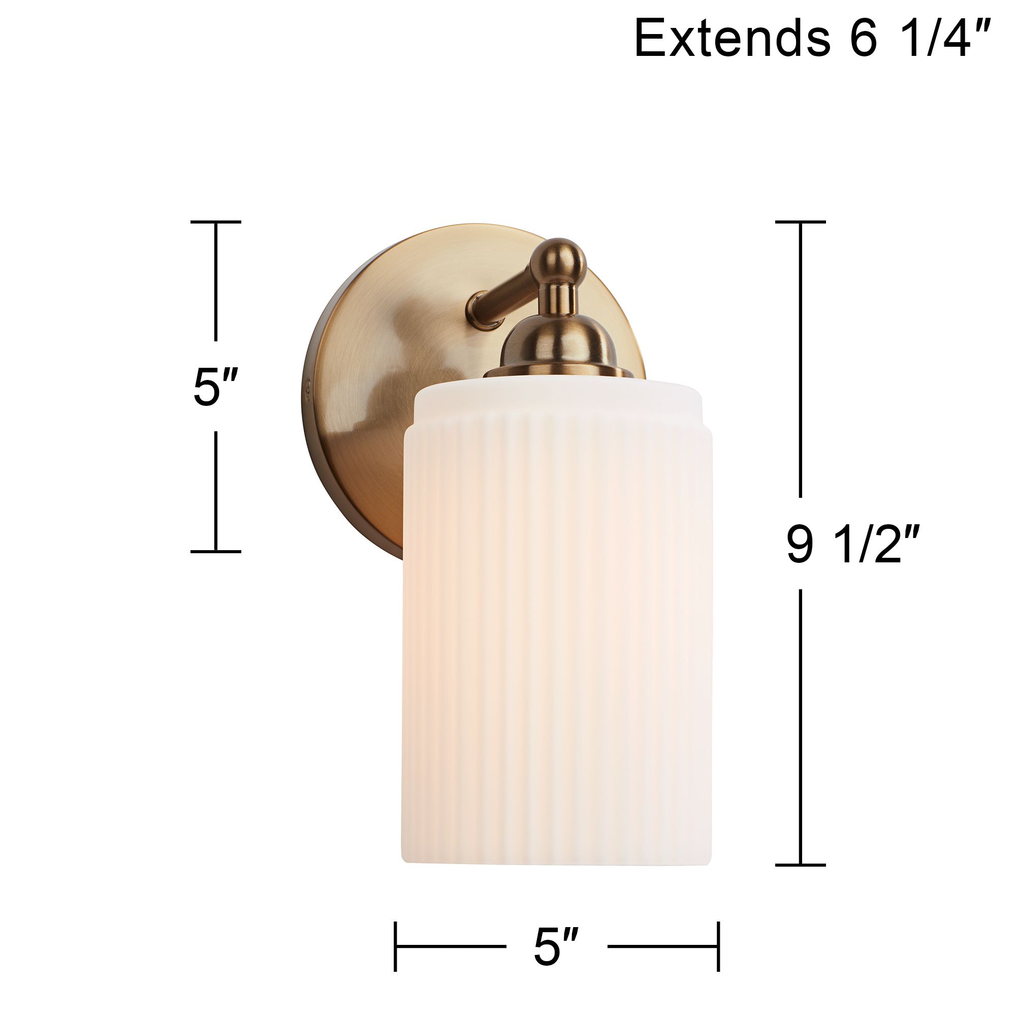 David 9 1/2" High Gold and White Glass Wall Sconce