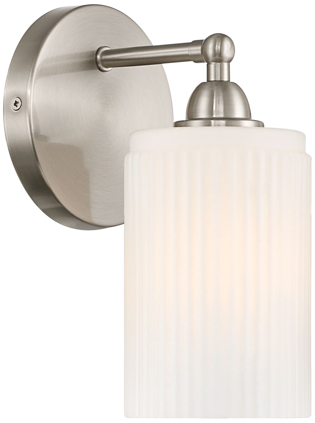 Image 6 David 9 1/4" High Brtushed Nickel and Fluted Glass Wall Sconce more views