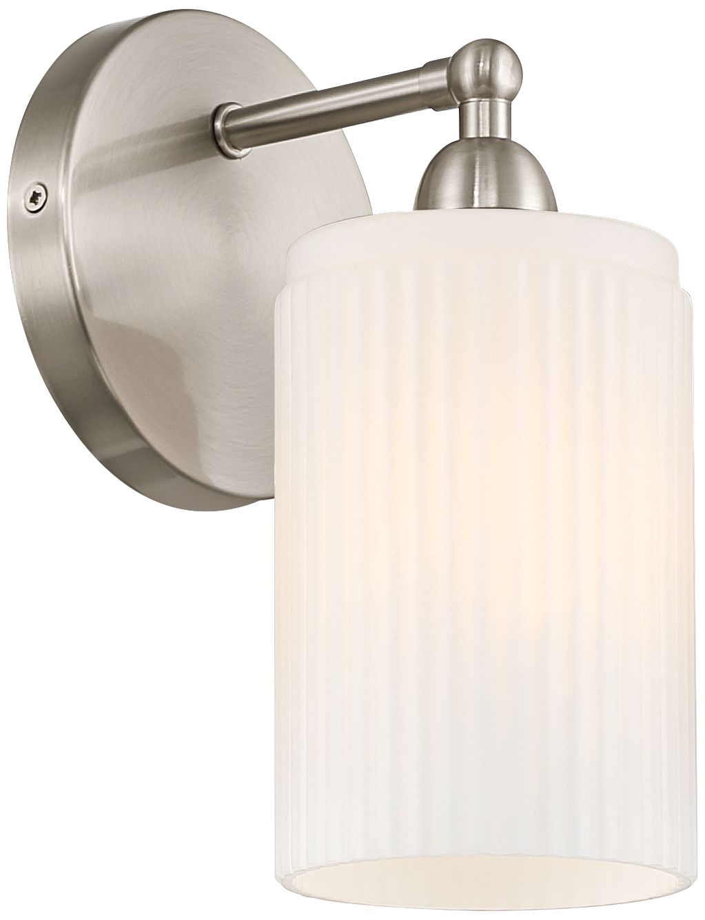 Image 7 David 9 1/4" High Brtushed Nickel and Fluted Glass Wall Sconce more views