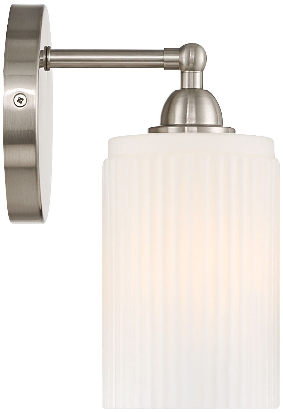 David 9 1/4" High Brtushed Nickel and Fluted Glass Wall Sconce