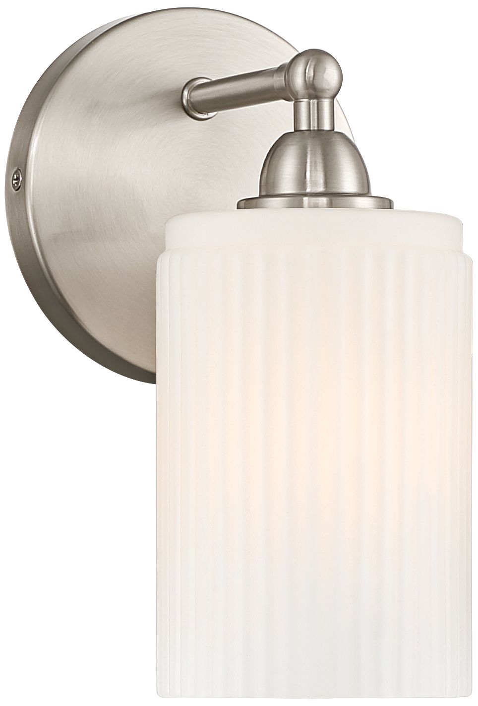 Image 2 David 9 1/4" High Brtushed Nickel and White Glass Wall Sconce