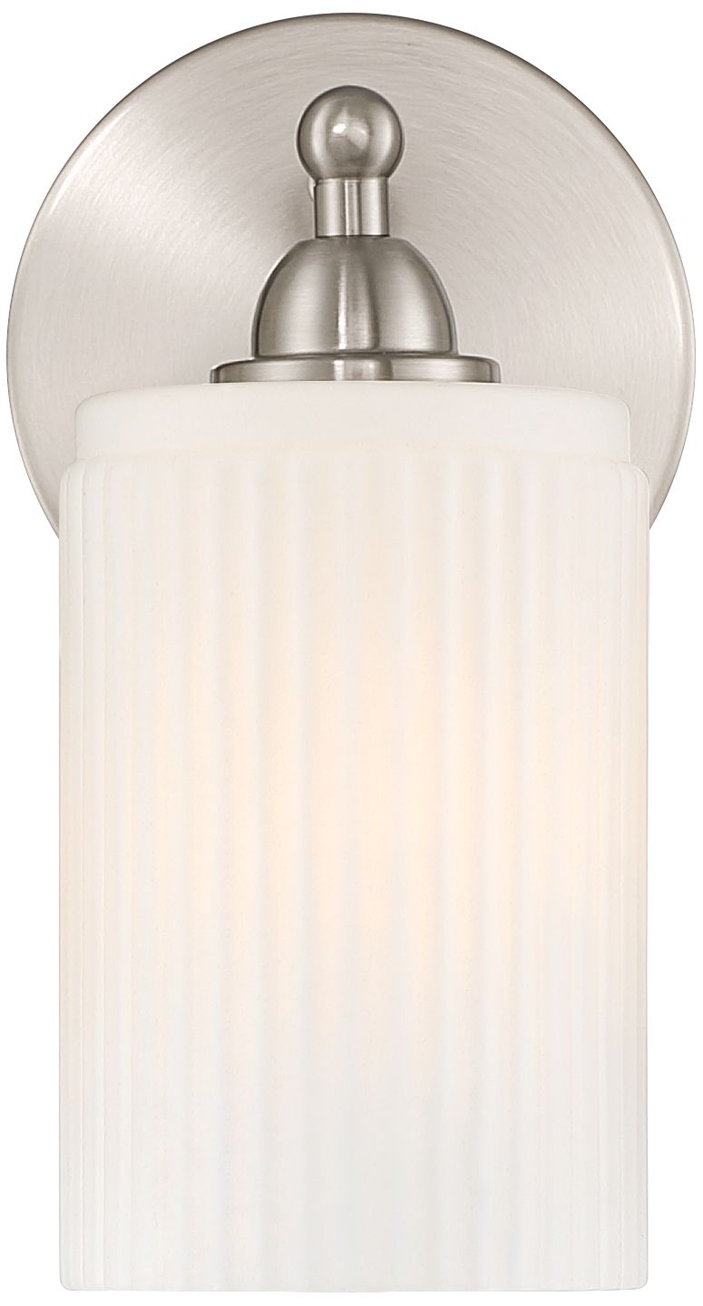 Image 5 David 9 1/4" High Brtushed Nickel and White Glass Wall Sconce more views