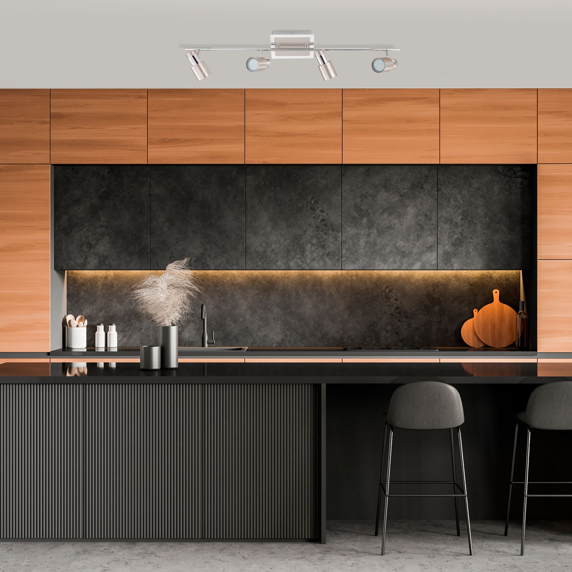 Image 6 Davida-2 - 4-Light Track Light - Matte Nickel, Chrome Finish more views