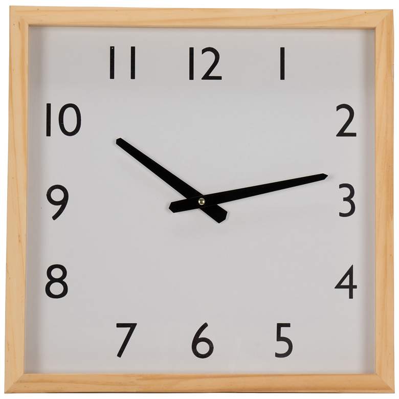 Image 2 Davidson Natural Finish 16 inch x 16 inch Square Wooden Wall Clock