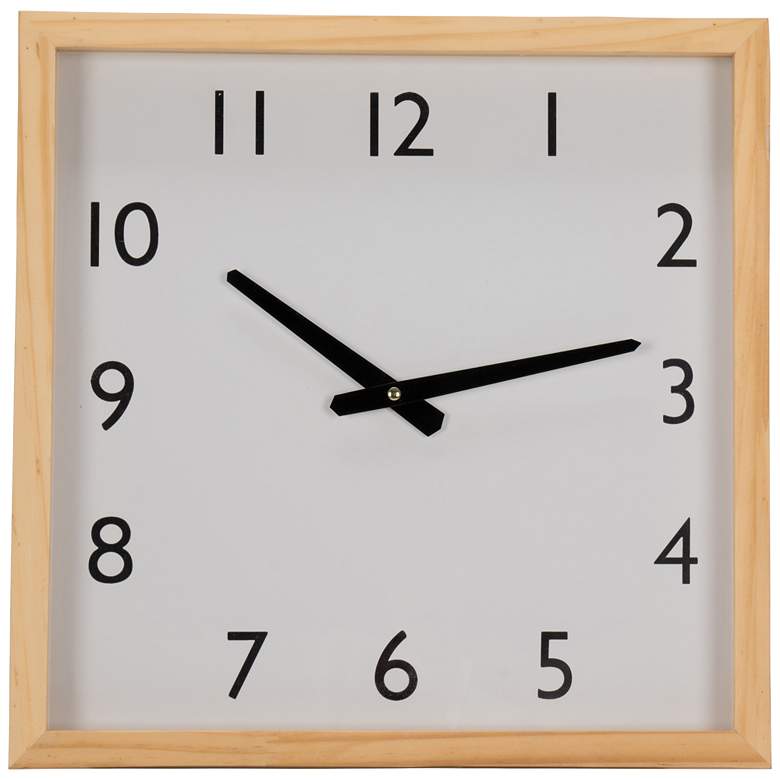 Image 2 Davidson Natural Finish 16" x 16" Square Wooden Wall Clock