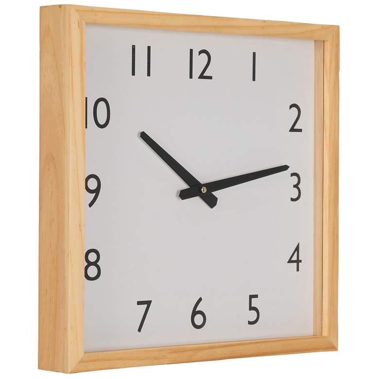 Image 6 Davidson Natural Finish 16" x 16" Square Wooden Wall Clock more views