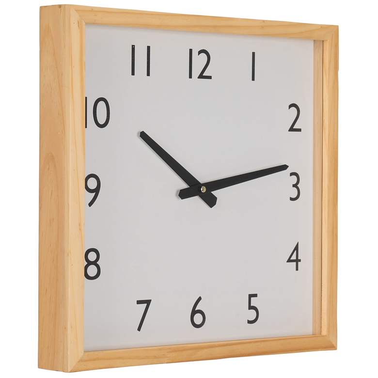 Image 6 Davidson Natural Finish 16 inch x 16 inch Square Wooden Wall Clock more views