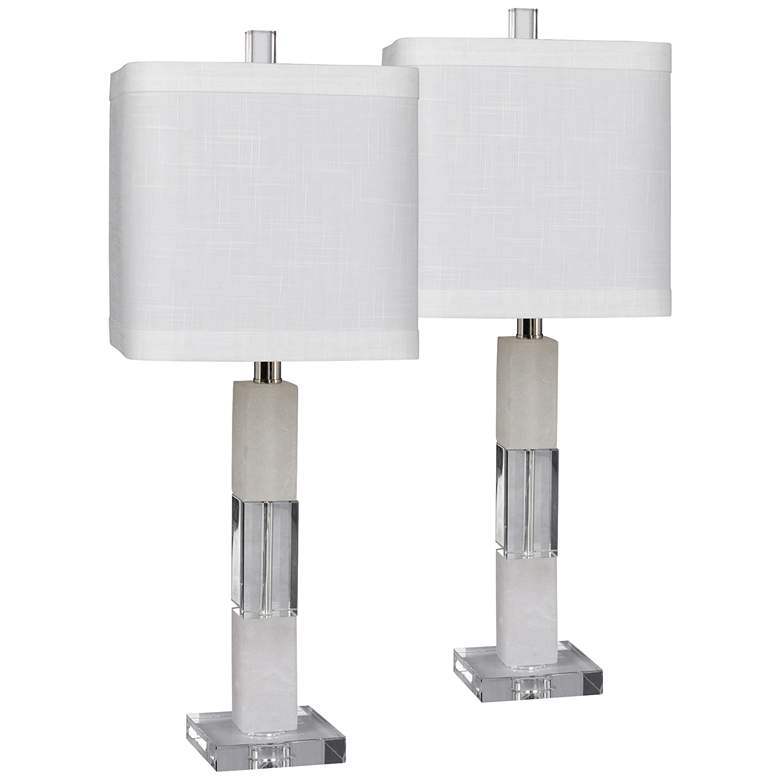 Image 1 Davie Stacked Block 26" High Crystal and Marble Table Lamps Set of 2