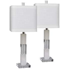 Image1 of Davie Stacked Block Crystal and Marble Table Lamps Set of 2