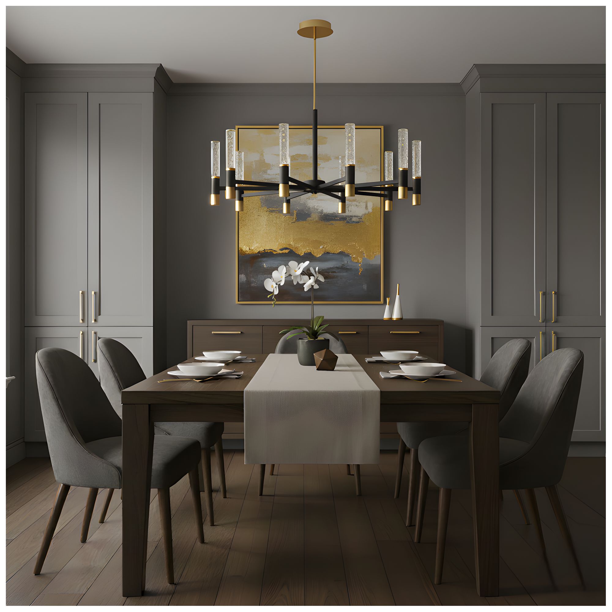Image 6 Davies Integrated LED Brushed Gold Chandelier more views