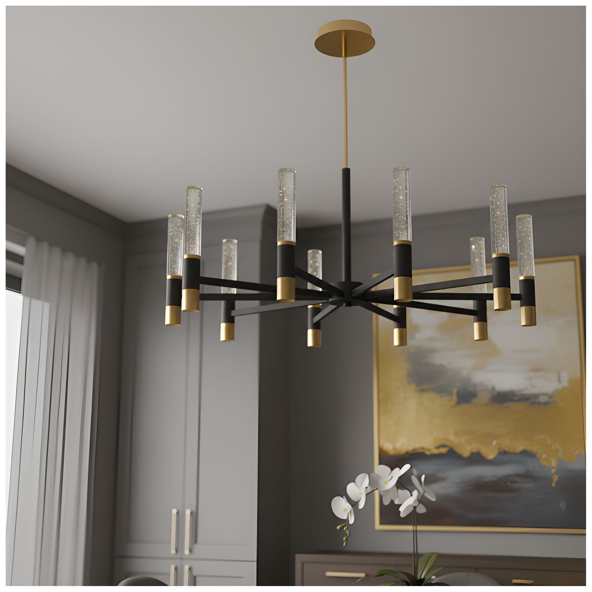 Image 7 Davies Integrated LED Brushed Gold Chandelier more views