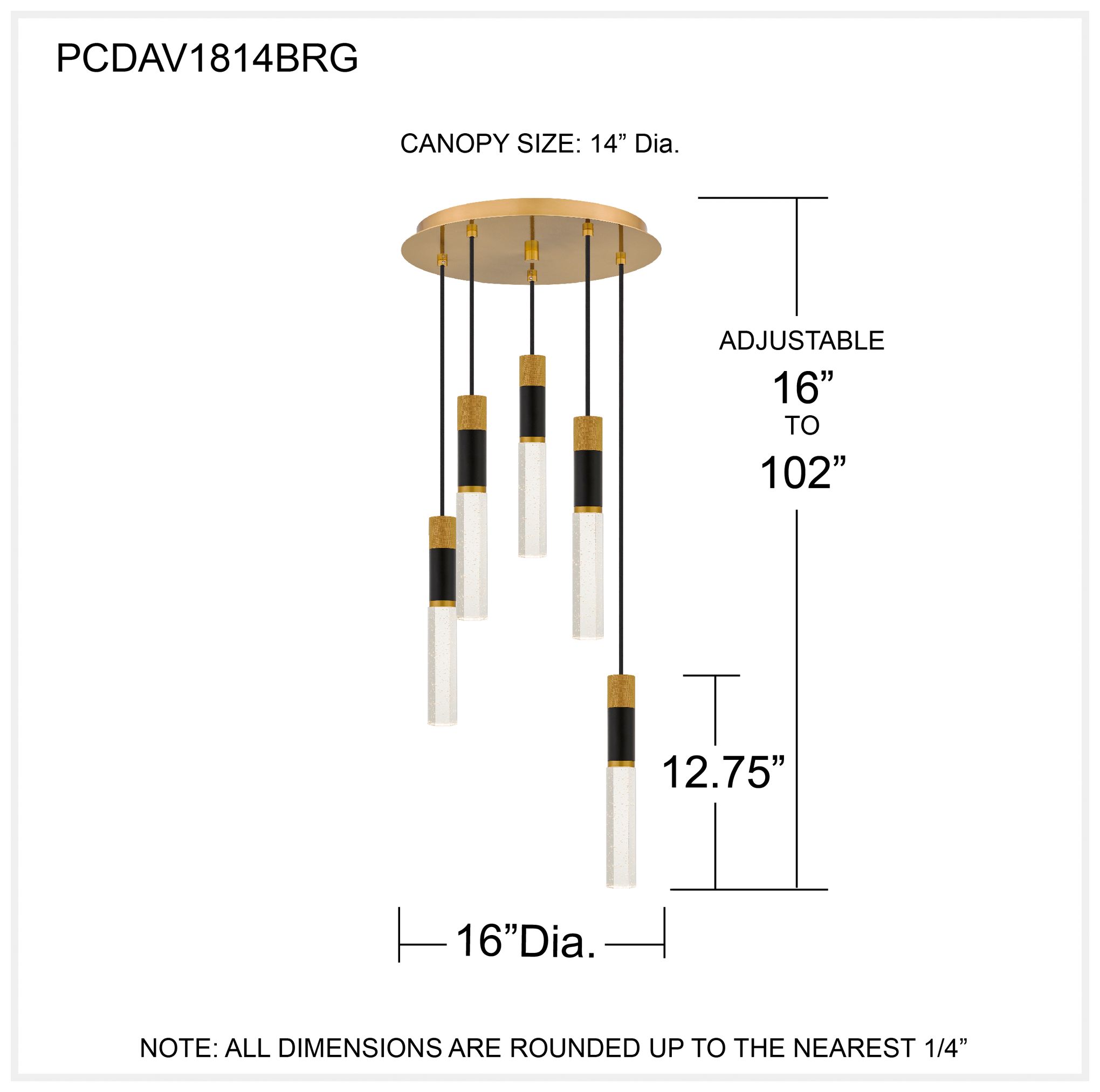 Davies Integrated LED Brushed Gold Pendant Light