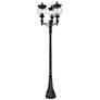 1_Davina 120 1/4"H Black 3-Head Outdoor Post Light with Base