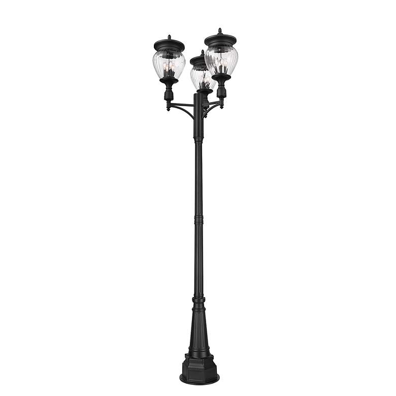 Image 4 Davina 120 1/4"H Black 3-Head Outdoor Post Light with Base more views