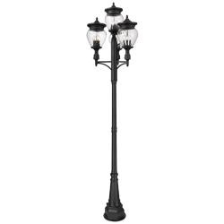 Davina 130 3/4"H Black 4-Head Outdoor Post Light with Base