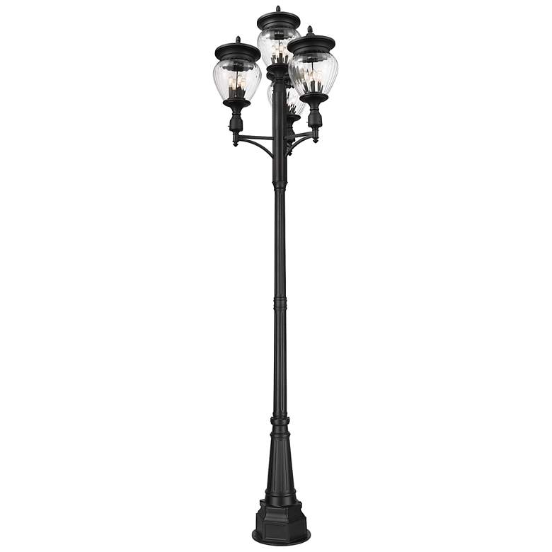 Image 4 Davina 130 3/4"H Black 4-Head Outdoor Post Light with Base more views