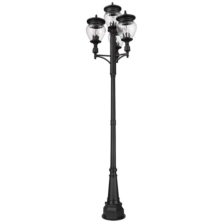 Image 7 Davina 130 3/4"H Black 4-Head Outdoor Post Light with Base more views