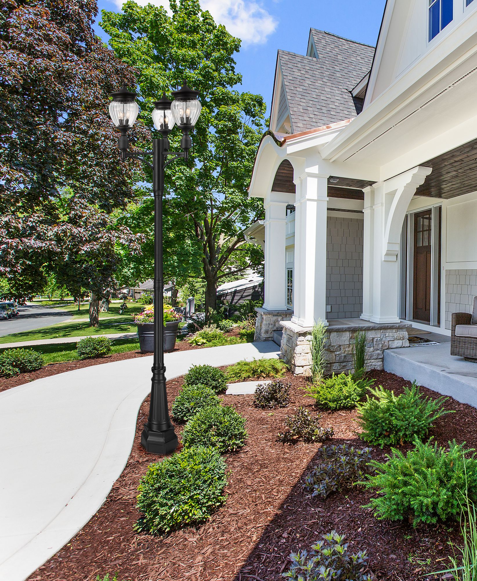 Image 2 Davina by Z-Lite Black 31.5 inch 3 Light Outdoor Post Mounted Fixture more views