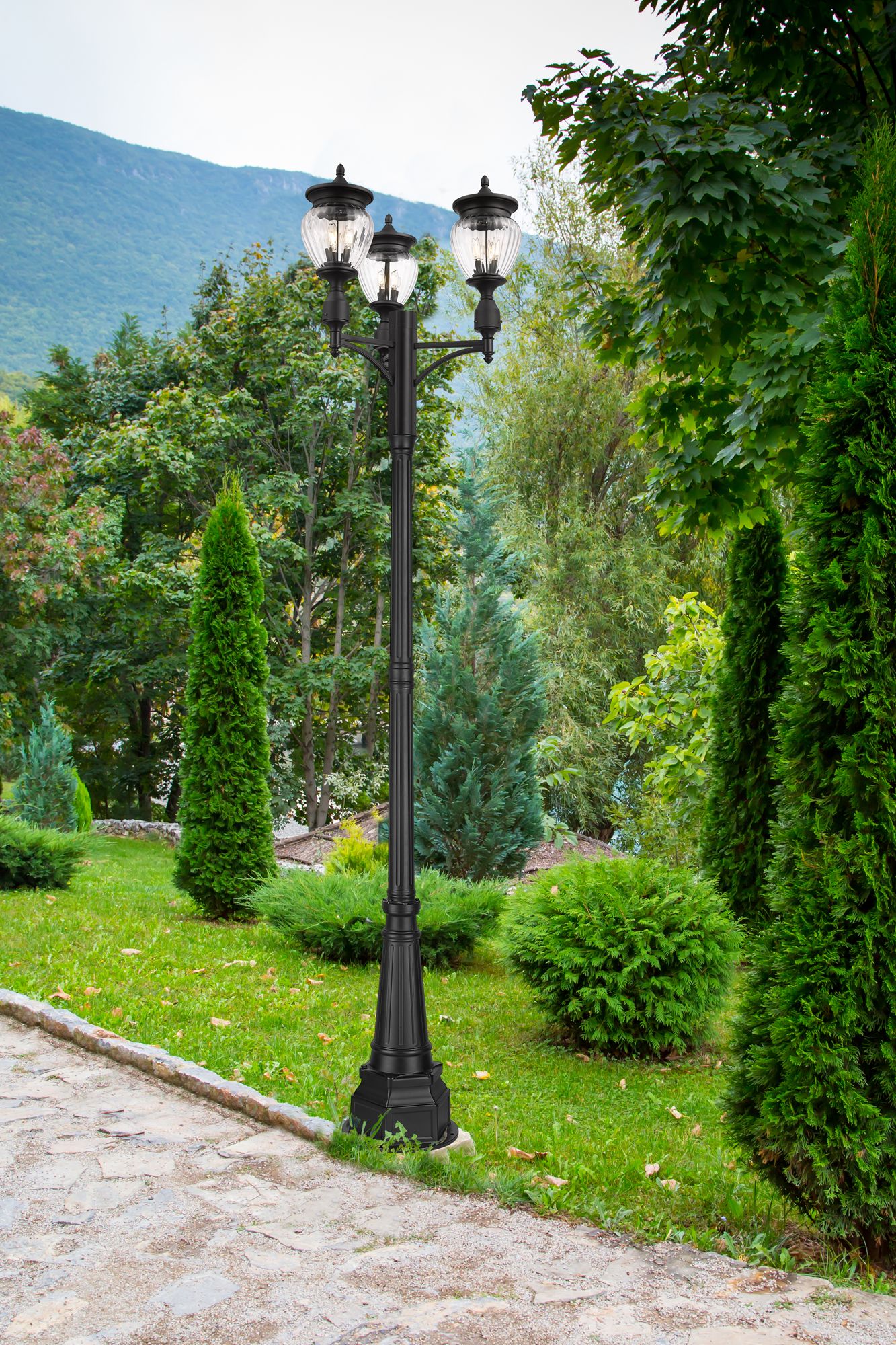 Image 3 Davina by Z-Lite Black 31.5 inch 3 Light Outdoor Post Mounted Fixture more views
