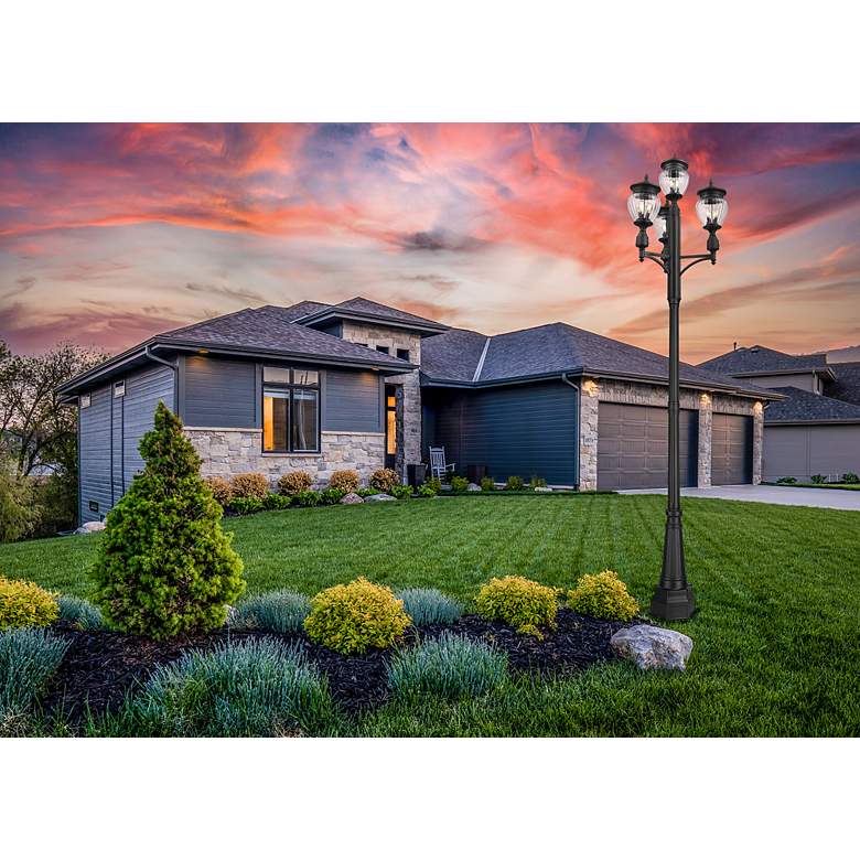 Image 2 Davina by Z-Lite Black 31.5 inch 3 Light Outdoor Post Mounted Fixture more views