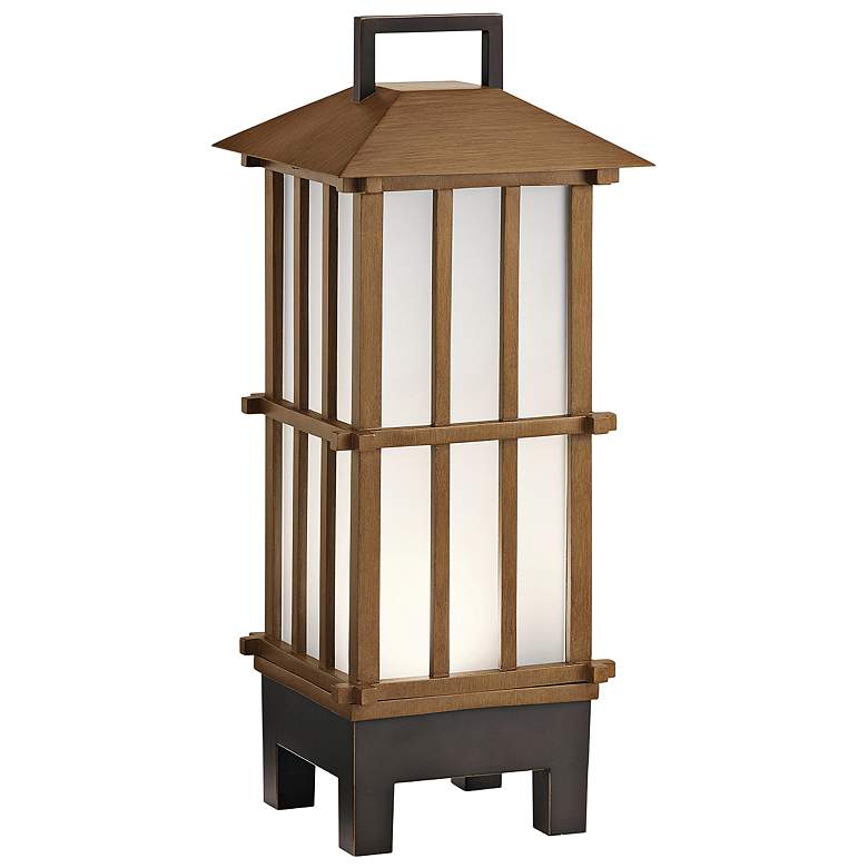 Image 1 Davis Bamboo Wood LED Portable Lantern w/ Bluetooth Speaker
