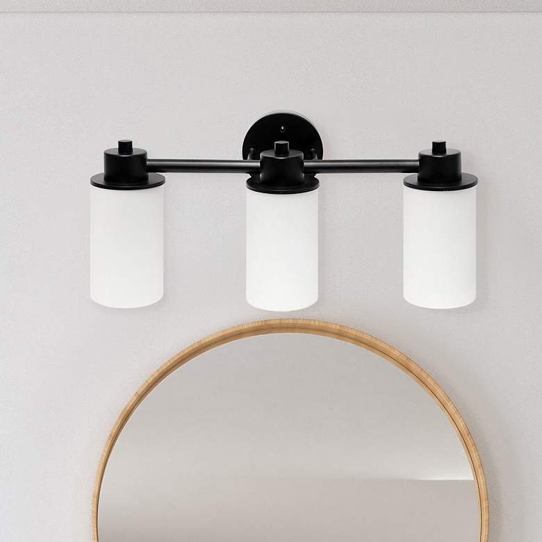 Image 1 Davity 20 3/4" Wide Black 3-Light Vanity Bath Light