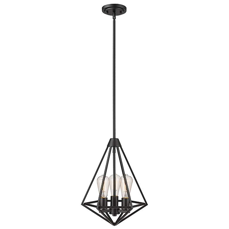 Image 4 Dawes 13" Wide Matte Black Diamond 3-Light Pendant more views