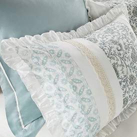 Image5 of Dawn Aqua Cotton Cal King 9-Piece Comforter Set more views