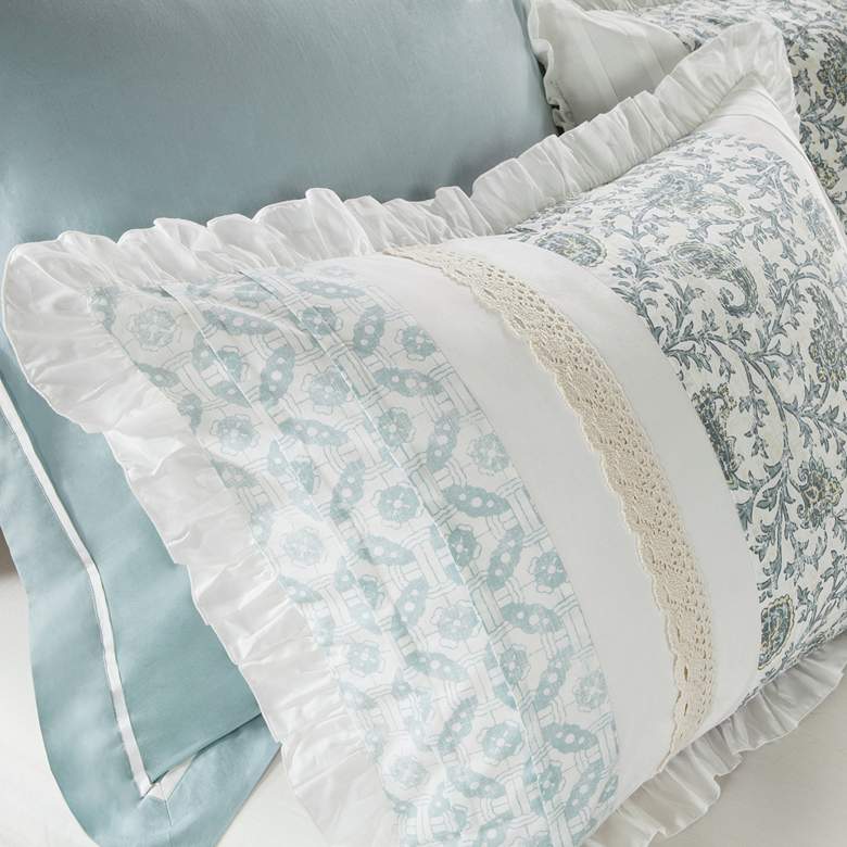 Image 5 Dawn Aqua Cotton Queen 9-Piece Comforter Set more views